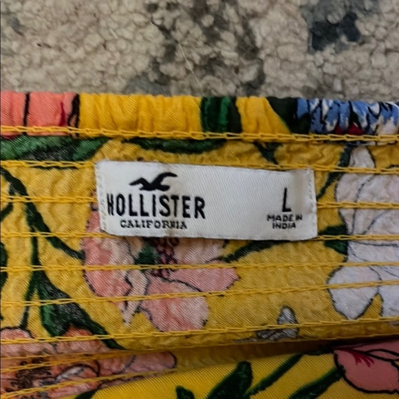 Hollister Yellow with Pink Floral Midi Sundress with Keyhole Cut - Picture 2 of 13